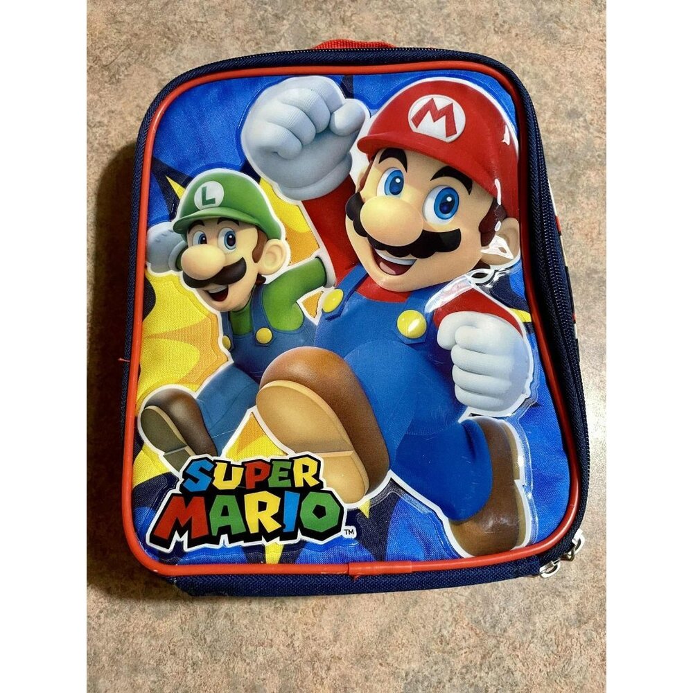Nintendo Super Mario Bros Insulated Waterproof Zipper Lunch Box 10” X 8”